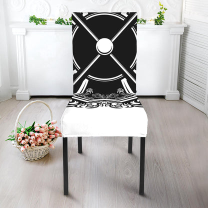 Lacrosse Sticks And Ornate Wing Print Dining Chair Slipcover