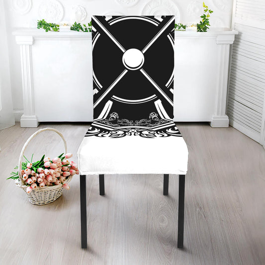 Lacrosse Sticks And Ornate Wing Print Dining Chair Slipcover