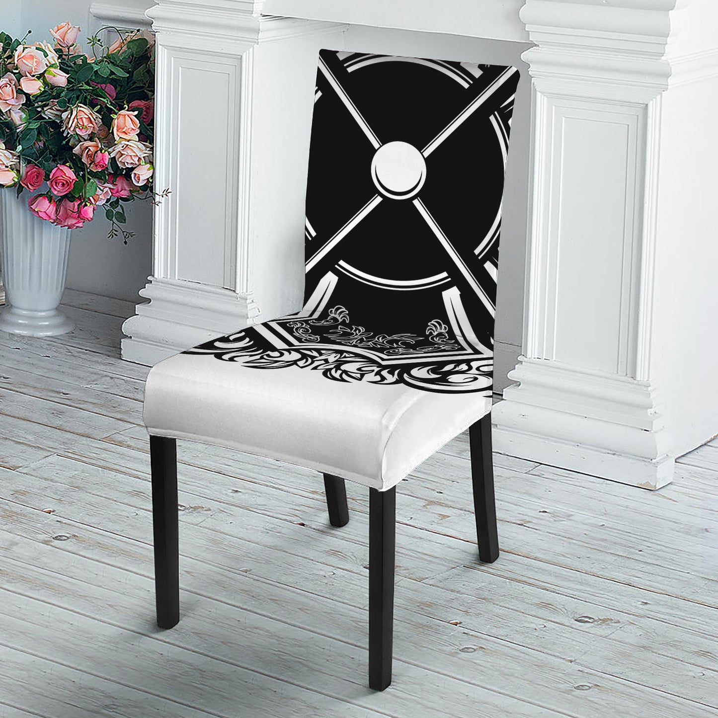 Lacrosse Sticks And Ornate Wing Print Dining Chair Slipcover