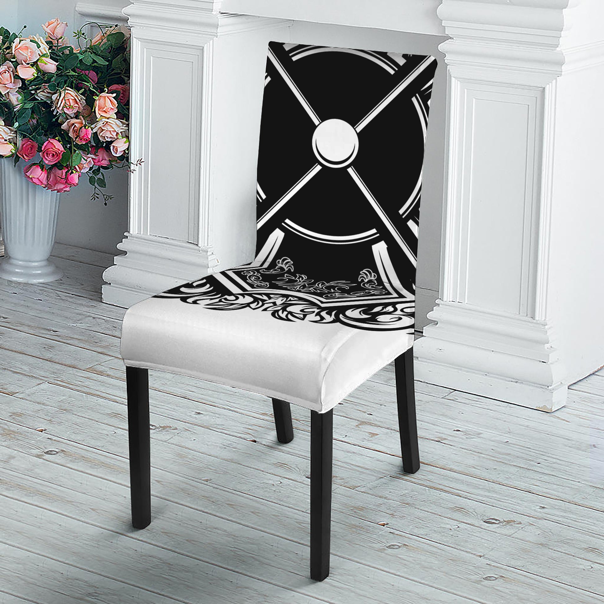Lacrosse Sticks And Ornate Wing Print Dining Chair Slipcover