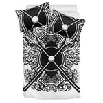 Lacrosse Sticks And Ornate Wing Print Duvet Cover Bedding Set