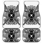 Lacrosse Sticks And Ornate Wing Print Front and Back Car Floor Mats