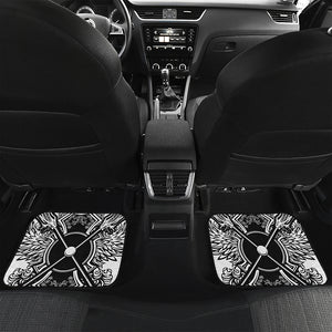 Lacrosse Sticks And Ornate Wing Print Front and Back Car Floor Mats