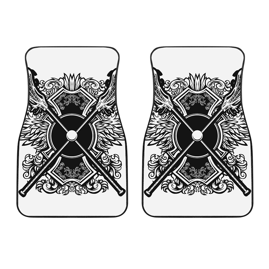 Lacrosse Sticks And Ornate Wing Print Front Car Floor Mats