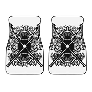 Lacrosse Sticks And Ornate Wing Print Front Car Floor Mats