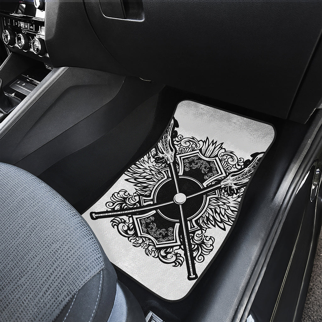 Lacrosse Sticks And Ornate Wing Print Front Car Floor Mats