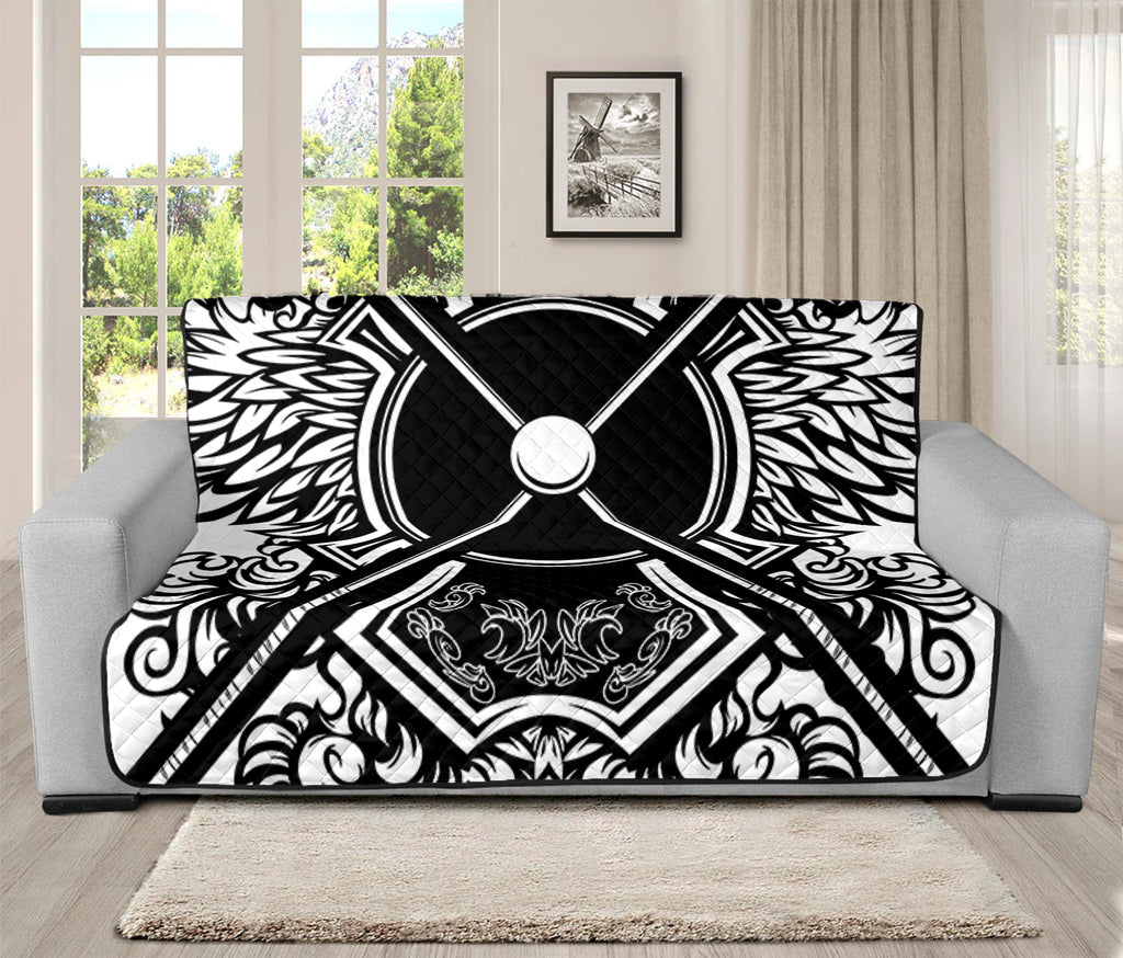 Lacrosse Sticks And Ornate Wing Print Futon Protector