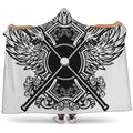Lacrosse Sticks And Ornate Wing Print Hooded Blanket