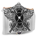 Lacrosse Sticks And Ornate Wing Print Hooded Blanket