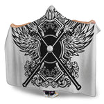 Lacrosse Sticks And Ornate Wing Print Hooded Blanket