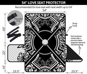 Lacrosse Sticks And Ornate Wing Print Loveseat Protector