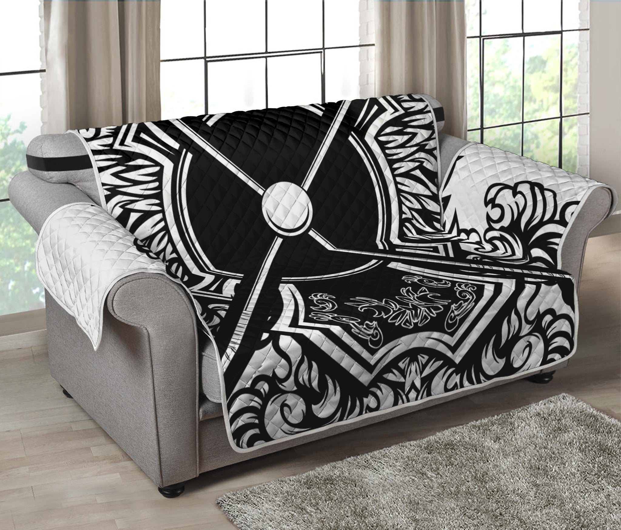 Lacrosse Sticks And Ornate Wing Print Loveseat Protector