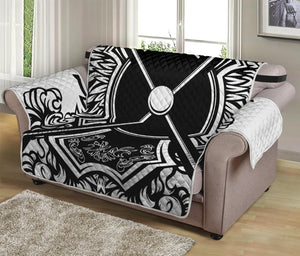 Lacrosse Sticks And Ornate Wing Print Loveseat Protector