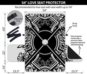 Lacrosse Sticks And Ornate Wing Print Loveseat Protector