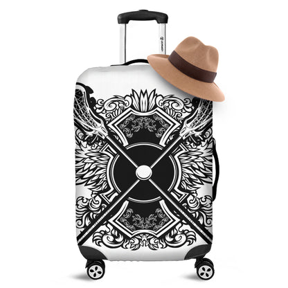 Lacrosse Sticks And Ornate Wing Print Luggage Cover