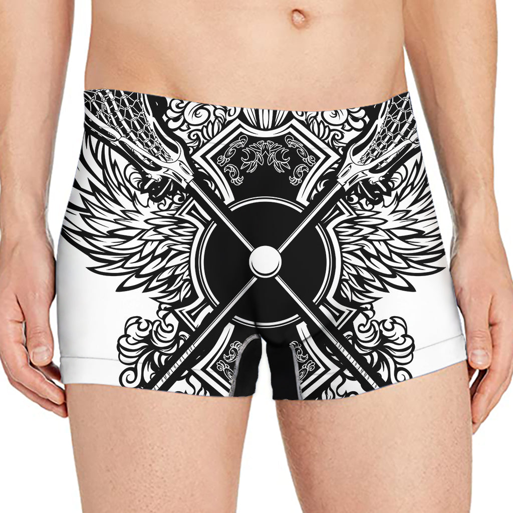 Lacrosse Sticks And Ornate Wing Print Men's Boxer Briefs