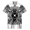 Lacrosse Sticks And Ornate Wing Print Men's Short Sleeve Shirt