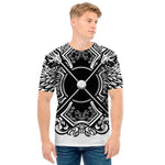 Lacrosse Sticks And Ornate Wing Print Men's T-Shirt