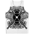 Lacrosse Sticks And Ornate Wing Print Men's Tank Top