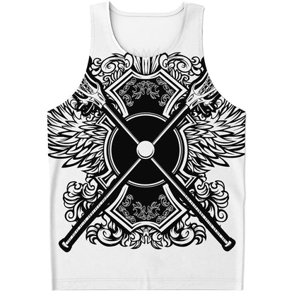 Lacrosse Sticks And Ornate Wing Print Men's Tank Top