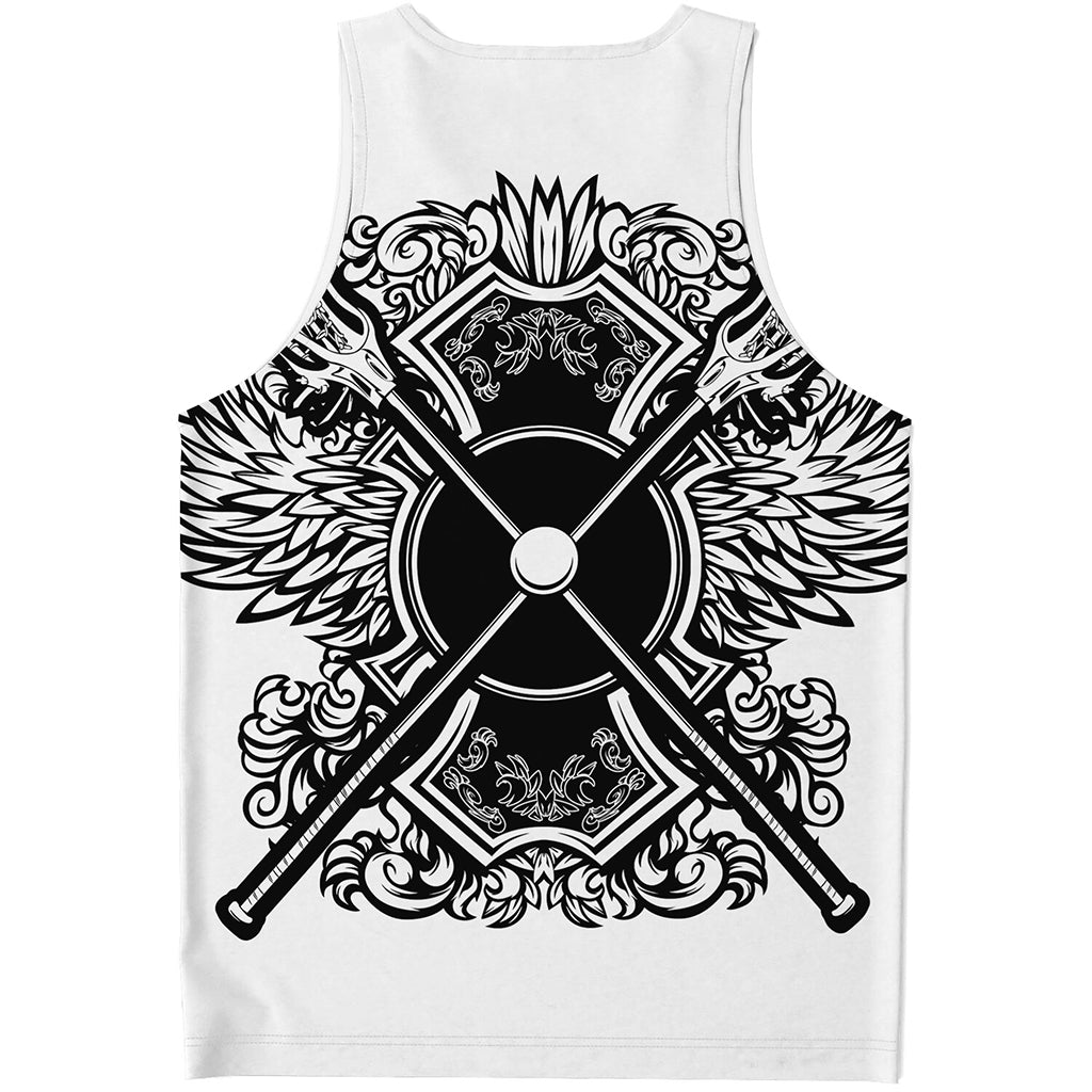 Lacrosse Sticks And Ornate Wing Print Men's Tank Top