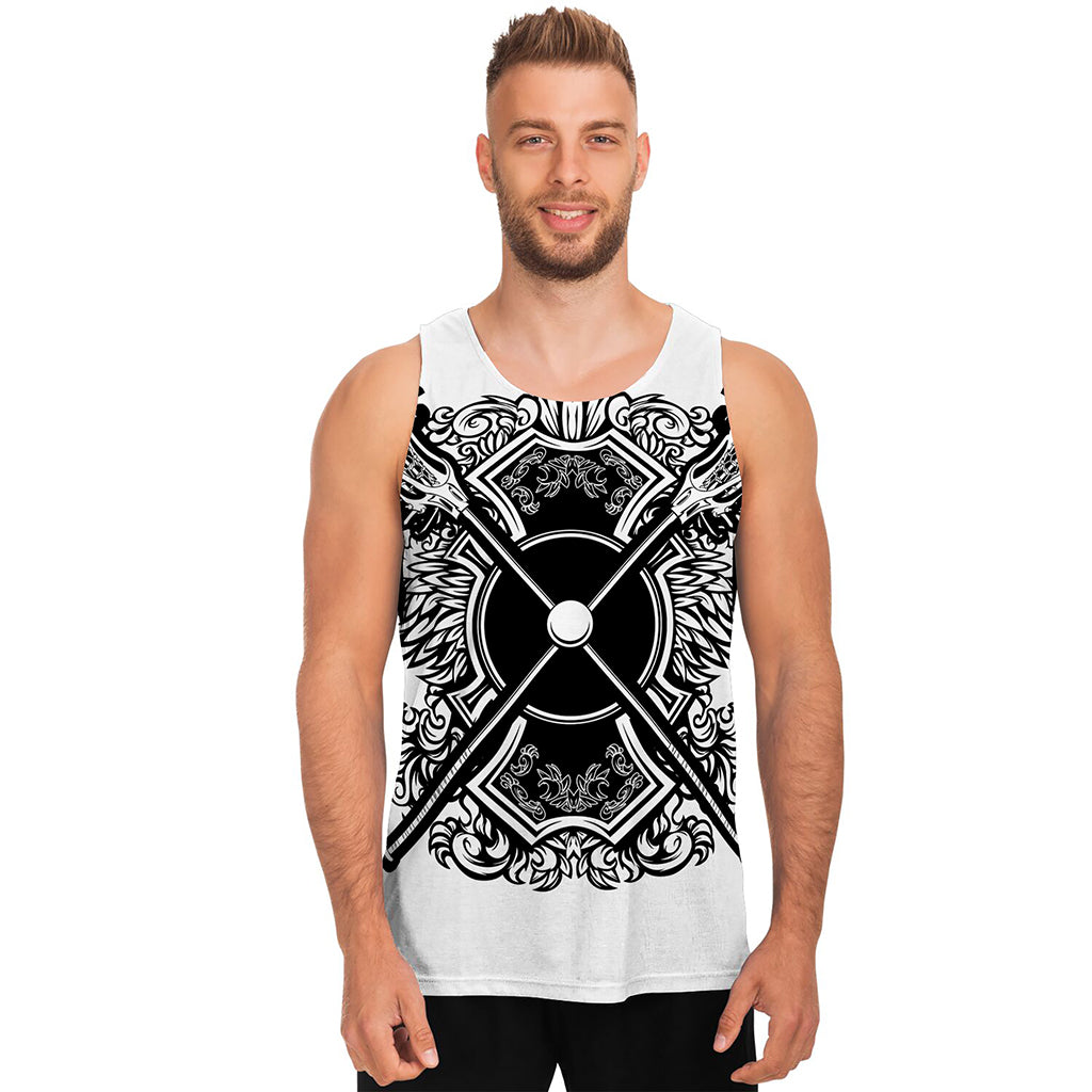 Lacrosse Sticks And Ornate Wing Print Men's Tank Top