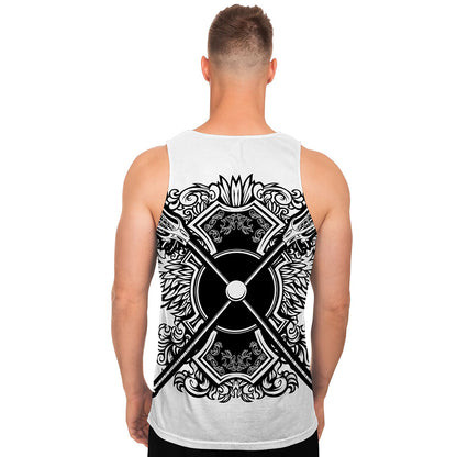 Lacrosse Sticks And Ornate Wing Print Men's Tank Top