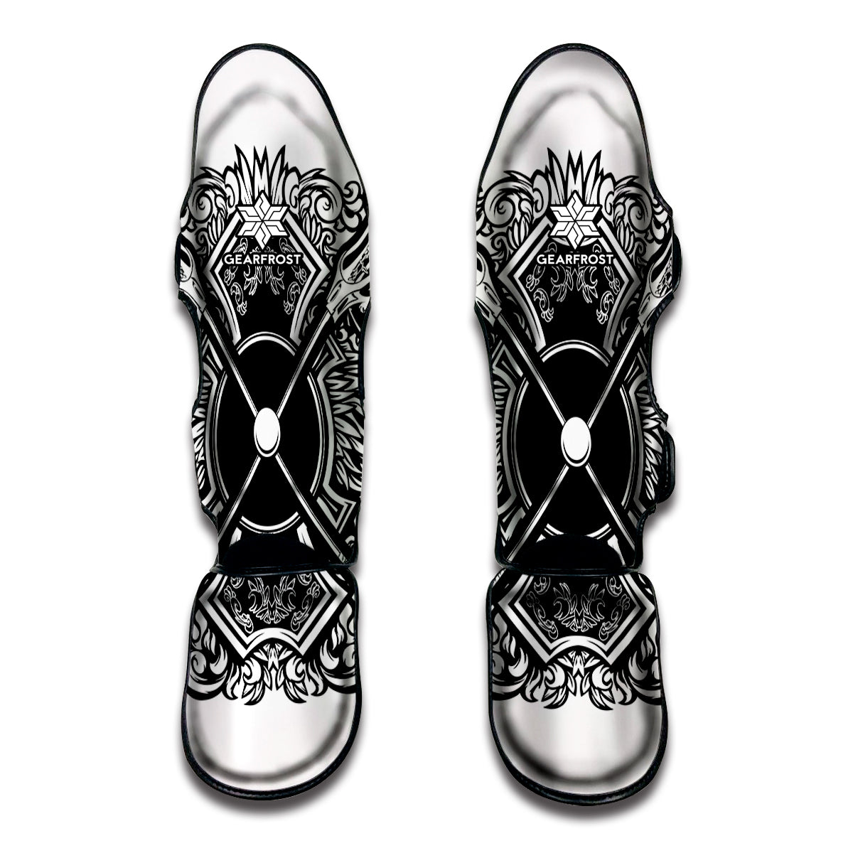 Lacrosse Sticks And Ornate Wing Print Muay Thai Shin Guard