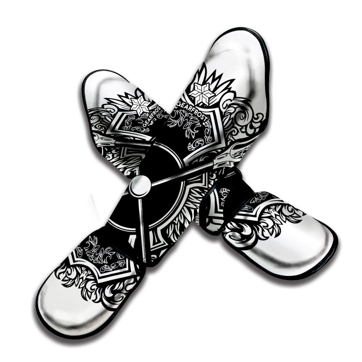 Lacrosse Sticks And Ornate Wing Print Muay Thai Shin Guard