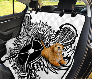 Lacrosse Sticks And Ornate Wing Print Pet Car Back Seat Cover