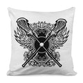 Lacrosse Sticks And Ornate Wing Print Pillow Cover