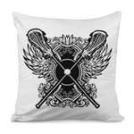 Lacrosse Sticks And Ornate Wing Print Pillow Cover