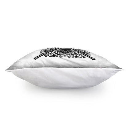 Lacrosse Sticks And Ornate Wing Print Pillow Cover