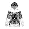 Lacrosse Sticks And Ornate Wing Print Pullover Hoodie