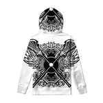 Lacrosse Sticks And Ornate Wing Print Pullover Hoodie