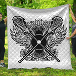 Lacrosse Sticks And Ornate Wing Print Quilt