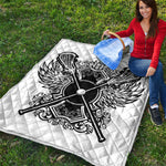 Lacrosse Sticks And Ornate Wing Print Quilt