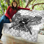Lacrosse Sticks And Ornate Wing Print Quilt