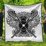 Lacrosse Sticks And Ornate Wing Print Quilt
