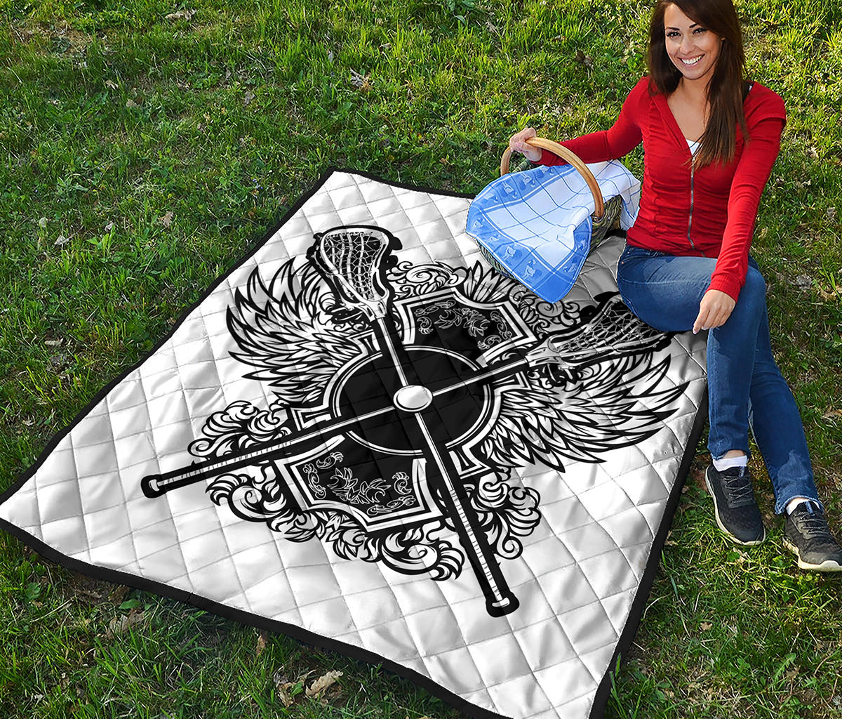 Lacrosse Sticks And Ornate Wing Print Quilt