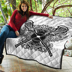 Lacrosse Sticks And Ornate Wing Print Quilt