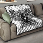 Lacrosse Sticks And Ornate Wing Print Quilt