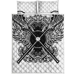 Lacrosse Sticks And Ornate Wing Print Quilt Bed Set