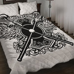 Lacrosse Sticks And Ornate Wing Print Quilt Bed Set