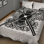 Lacrosse Sticks And Ornate Wing Print Quilt Bed Set