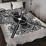Lacrosse Sticks And Ornate Wing Print Quilt Bed Set
