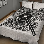 Lacrosse Sticks And Ornate Wing Print Quilt Bed Set
