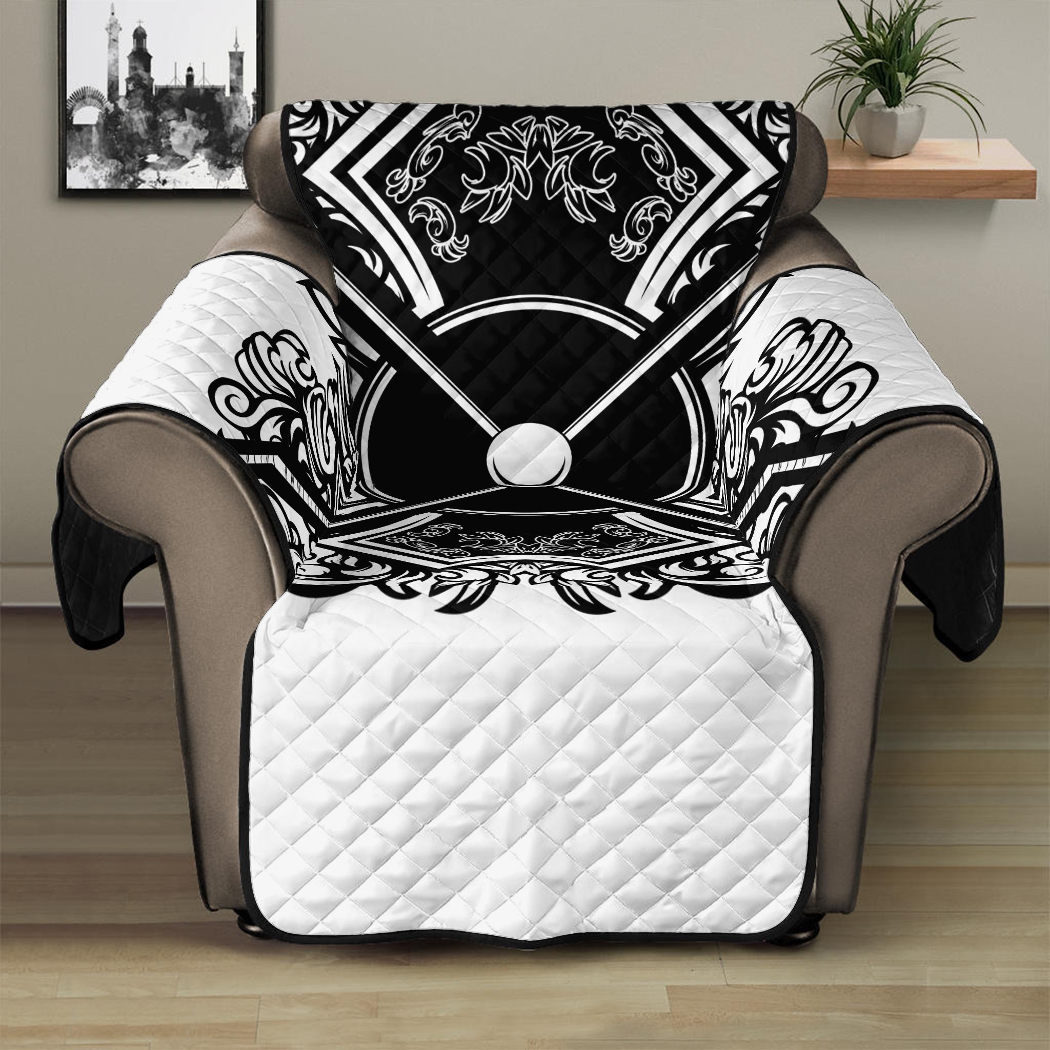 Lacrosse Sticks And Ornate Wing Print Recliner Protector