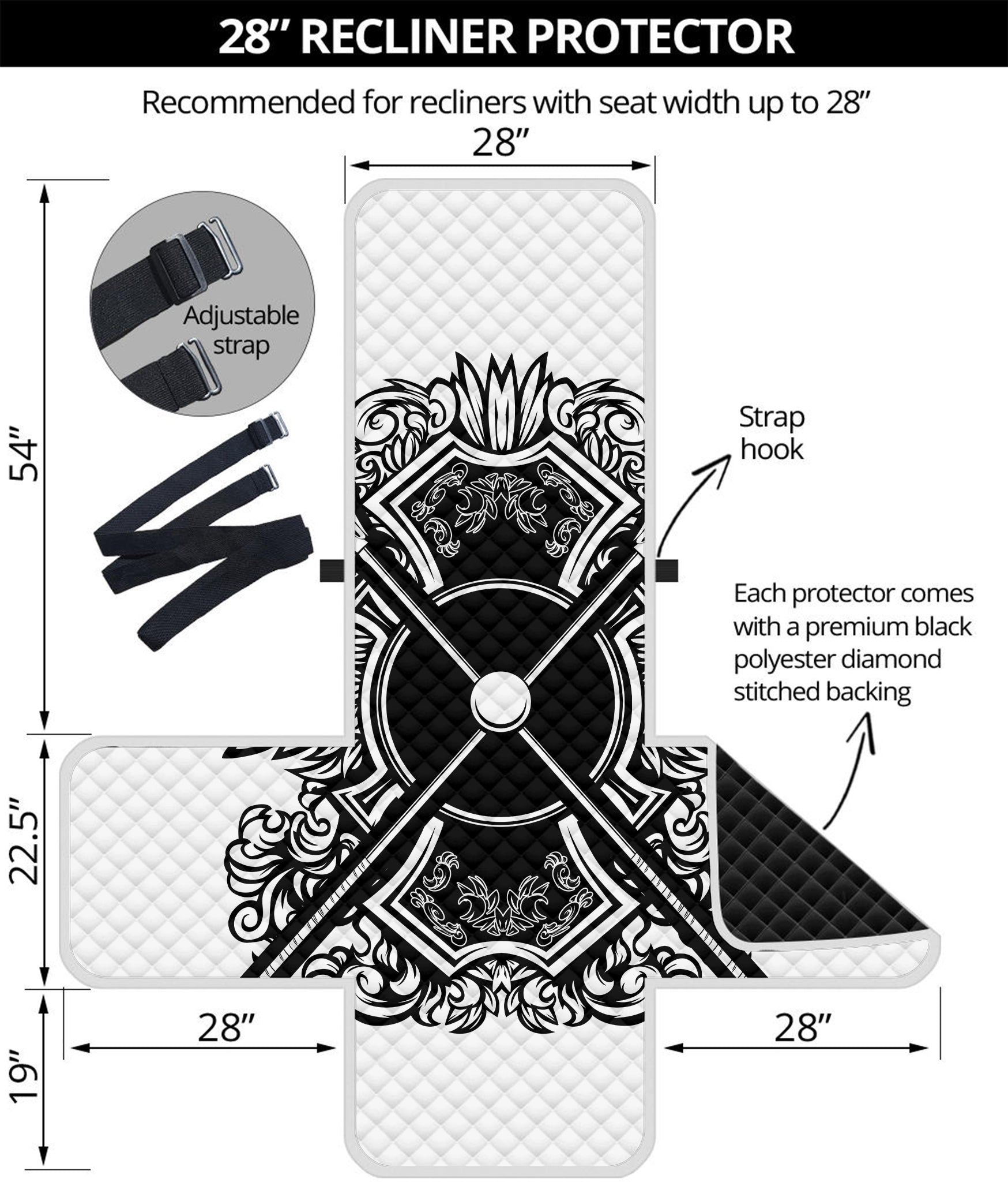 Lacrosse Sticks And Ornate Wing Print Recliner Protector