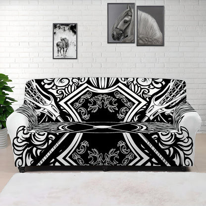 Lacrosse Sticks And Ornate Wing Print Sofa Cover